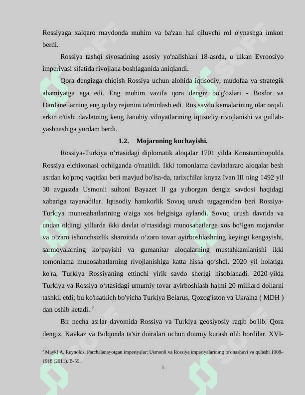 XVII-XIX asrlarda Rossiya-Turkiya munosabatlari 6