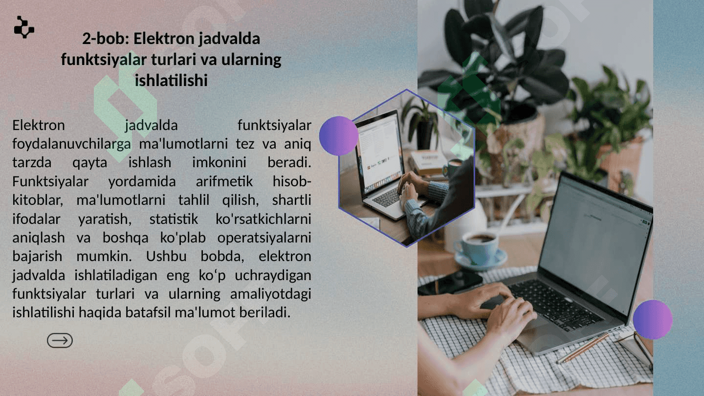ELEKTRON JADVALDA FUNKSIYALAR USTALARI 7