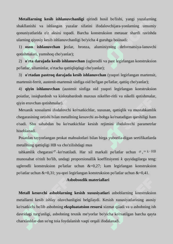 Konstruksion materiallarni kesib ishlash. 3