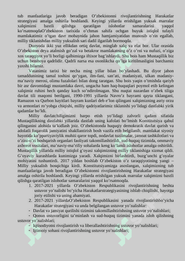Yangilanayotgan O’zbekiston: milliy tiklanishdan – milliy yuksalish sari 2