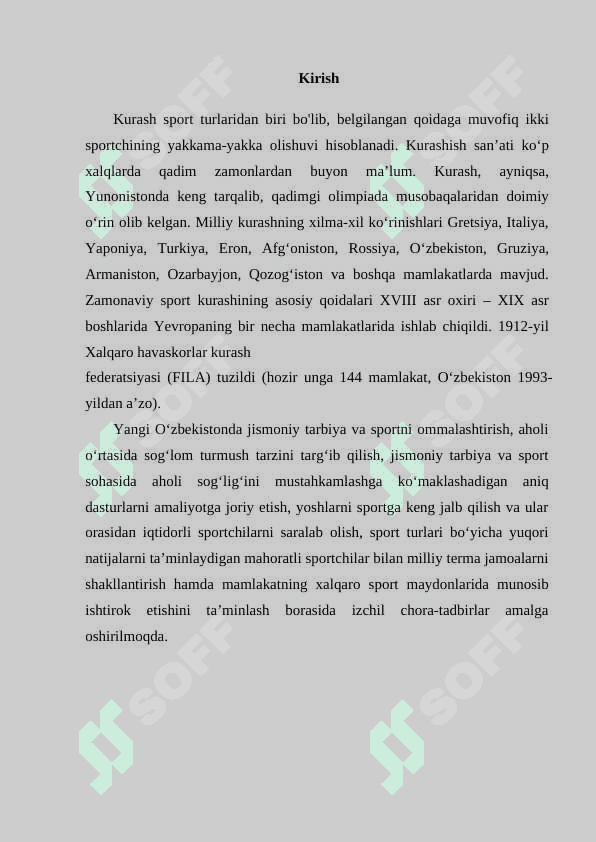 KURASH TO'GARAGINI, GURUHLARINI TO'LDIRISH VA MASHG'ULOT  JARAYONINI TASHKIL ETISH 2