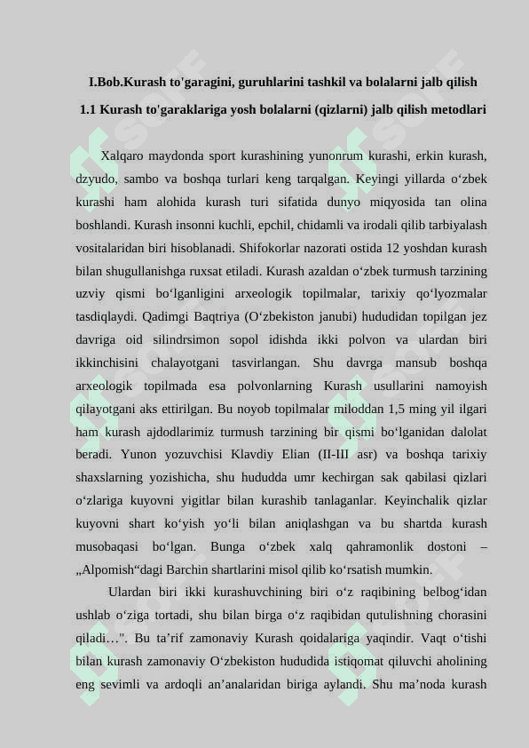 KURASH TO'GARAGINI, GURUHLARINI TO'LDIRISH VA MASHG'ULOT  JARAYONINI TASHKIL ETISH 3