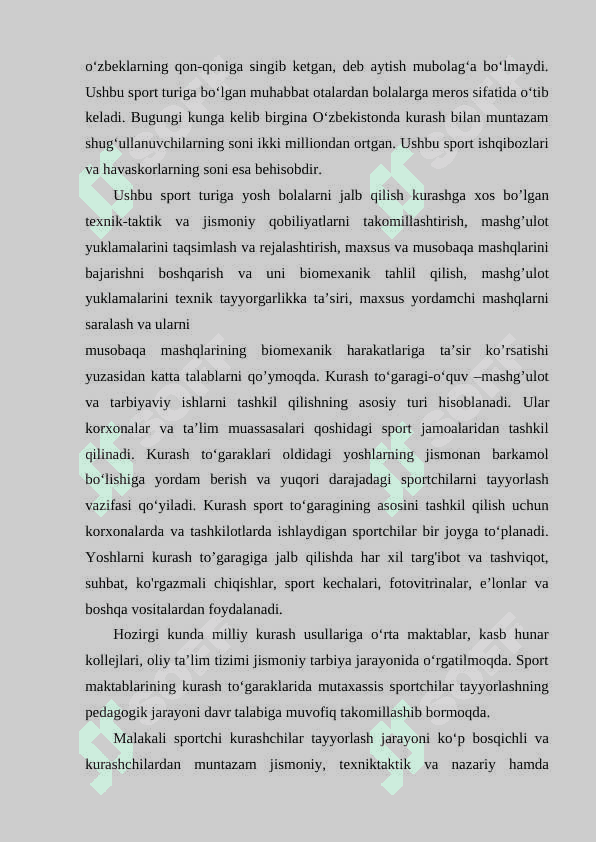 KURASH TO'GARAGINI, GURUHLARINI TO'LDIRISH VA MASHG'ULOT  JARAYONINI TASHKIL ETISH 4