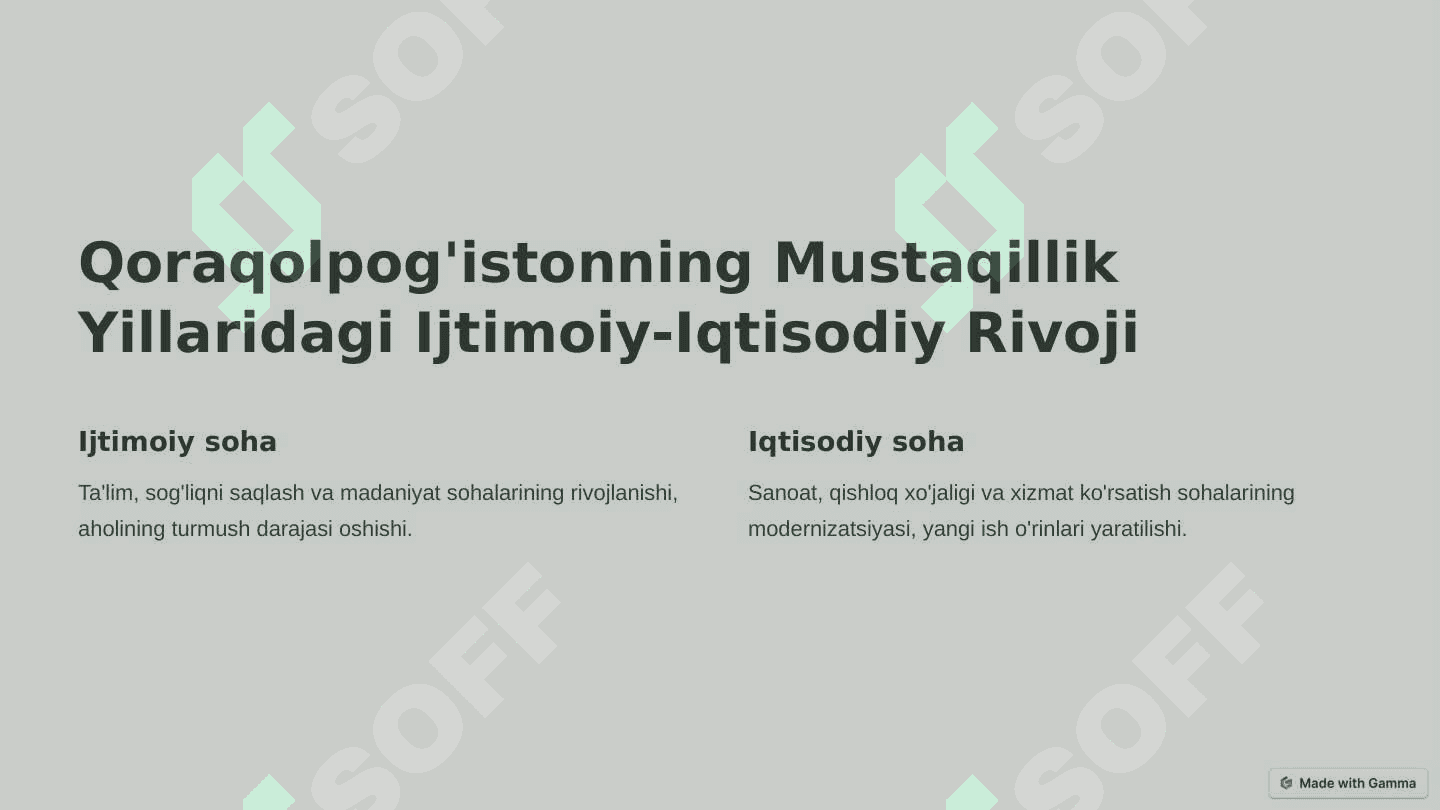 Mustaqillik yillarida Qoraqalpog’iston Respublikasi 2
