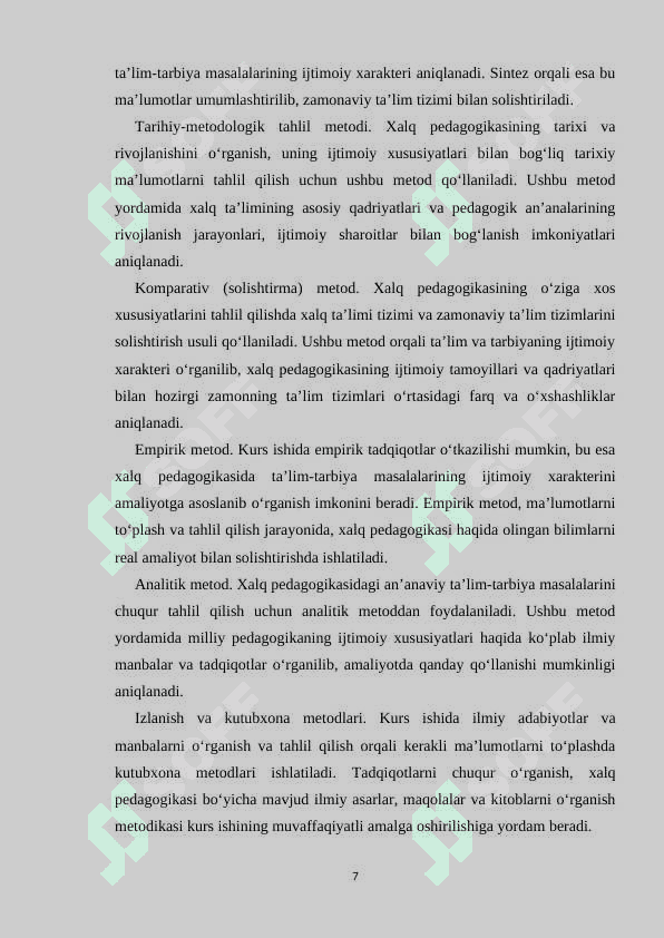 O‘zbek xalq pedagogikasida ta’lim-tarbiya masalasining ijtimoiy xarakteri 7