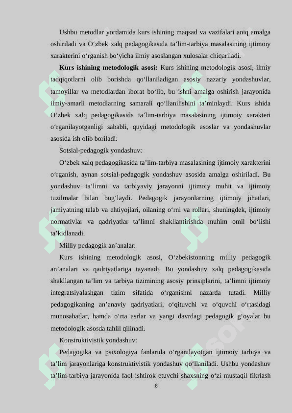 O‘zbek xalq pedagogikasida ta’lim-tarbiya masalasining ijtimoiy xarakteri 8