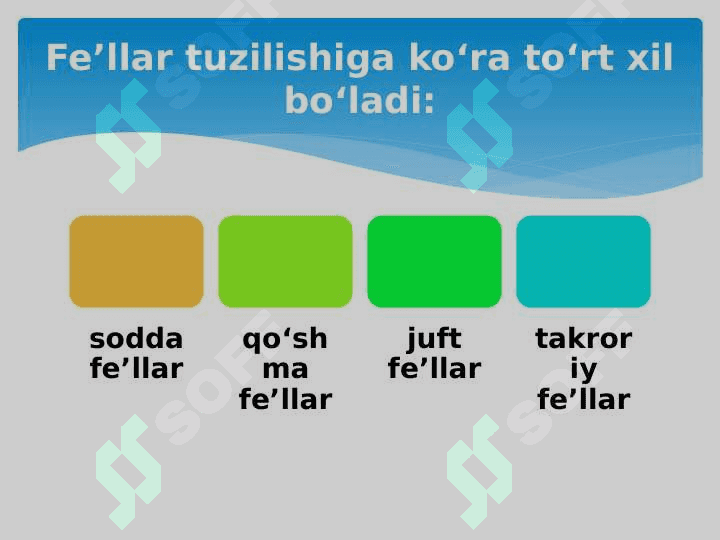 Fe’llarning tuzilishiga ko‘ra turlari. Sodda fe’llar 4