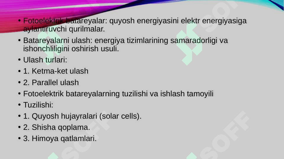 Fotoelektrik batareyalarni ketma-ket va parallel ulash 2