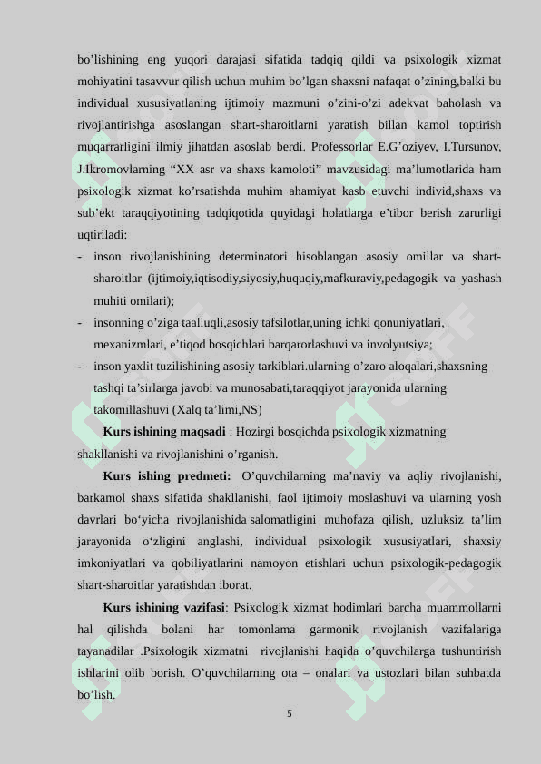 Hozirgi bosqichda psixologik xizmat rivojlanishining dolzarbligi 5