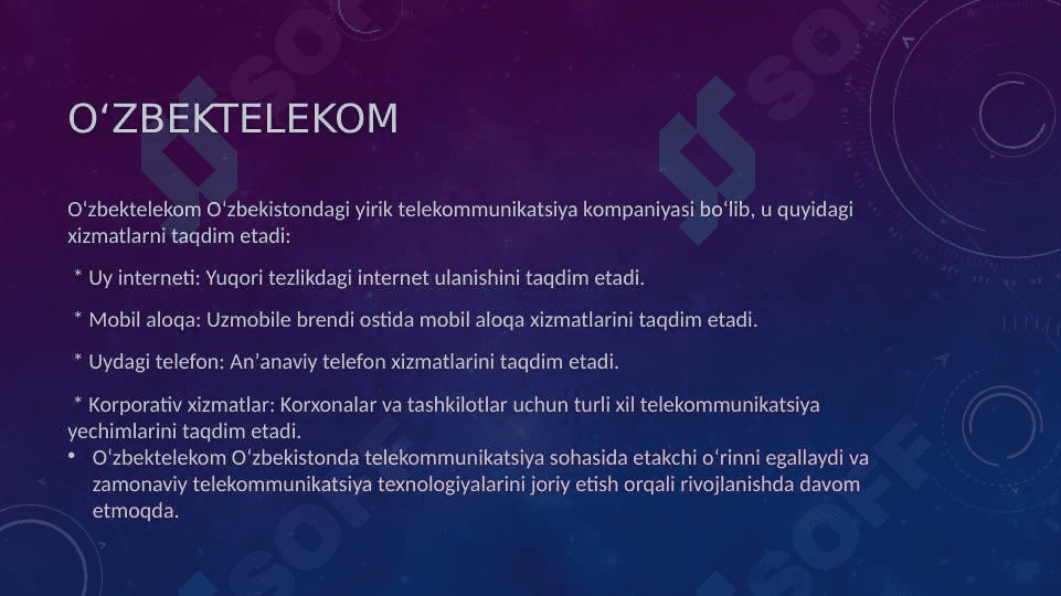 Uztelecom Aksiyadorlik jamiyati faoliyati 4