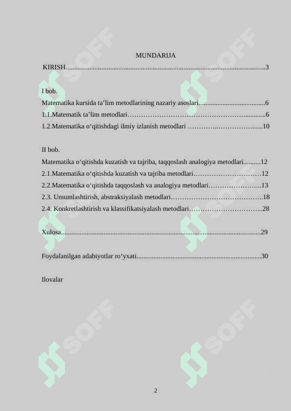 MATEMATIKA O‘QITISHDA KUZATISH VA TAJRIBA, TAQQOSLASH VA ANALOGIYA METODLAR 2