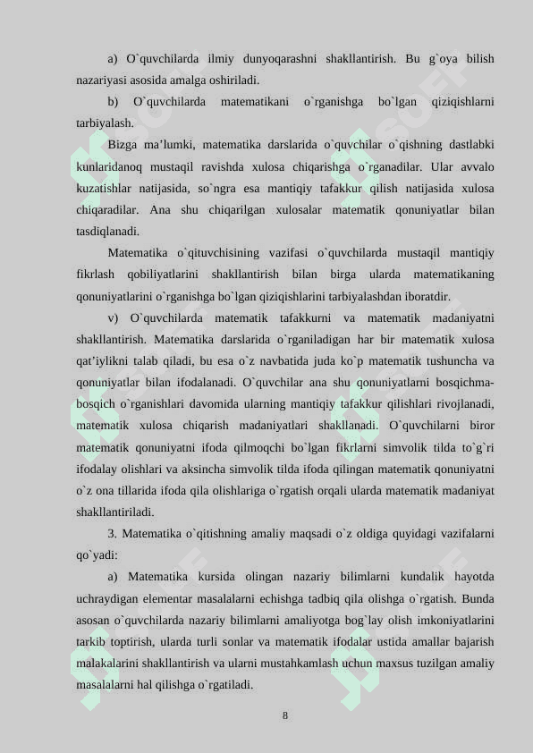 MATEMATIKA O‘QITISHDA KUZATISH VA TAJRIBA, TAQQOSLASH VA ANALOGIYA METODLAR 8