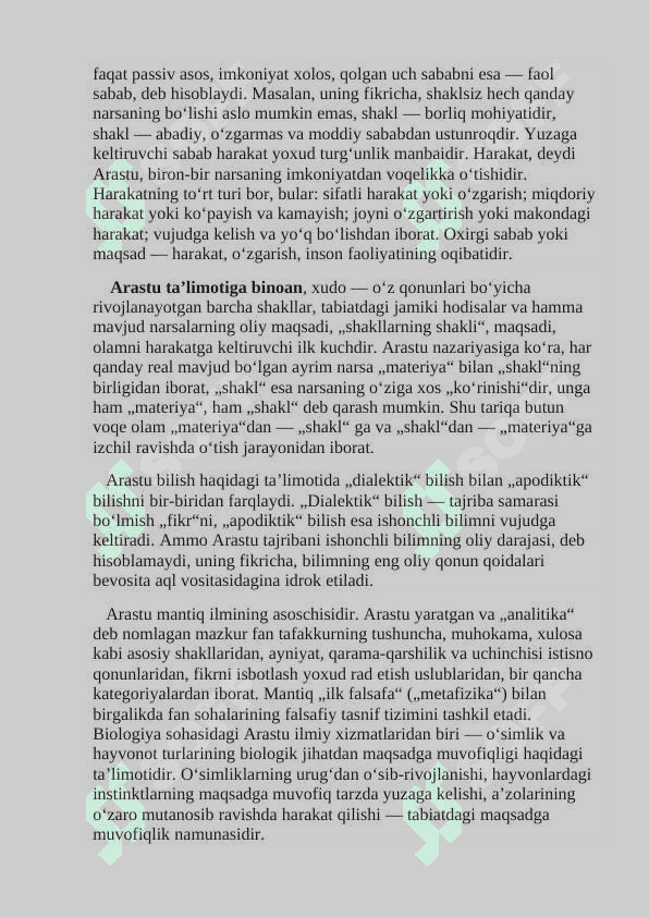 Aristotelning falsafiy qarashlari 2