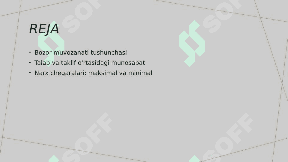 Bozor muvozanati. Maksimal va minimal narx 2