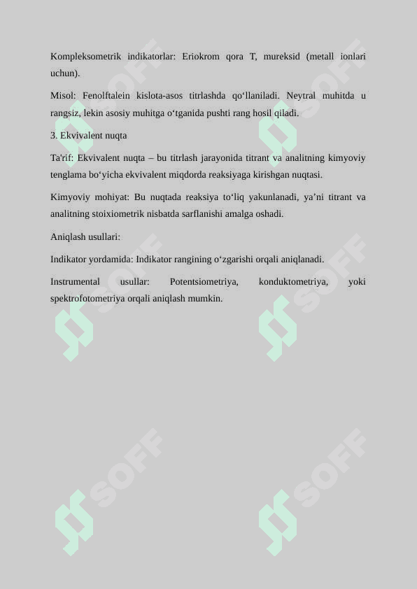 Titrimetrik analiz usullari va ularning sinflanishi 7