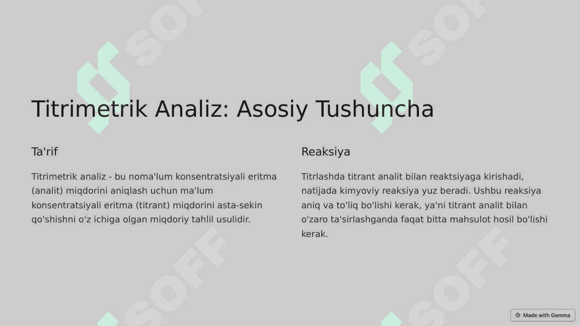 Titrimetrik Analiz: Muhim Usullar va Sinflanishi 2
