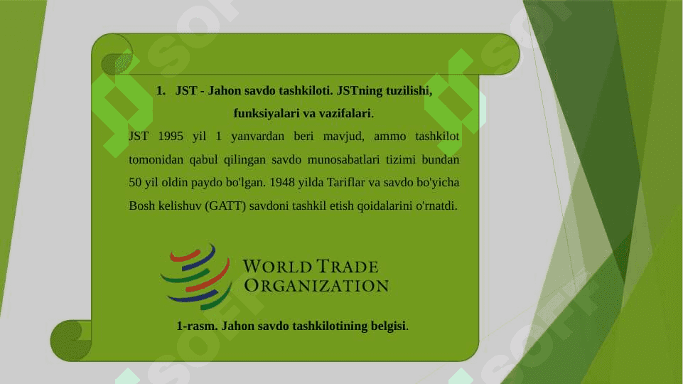 O'zbekiston Respublikasining butun jahon savdo tashkilotiga a'zo bo'lib kirish masalalari. 4