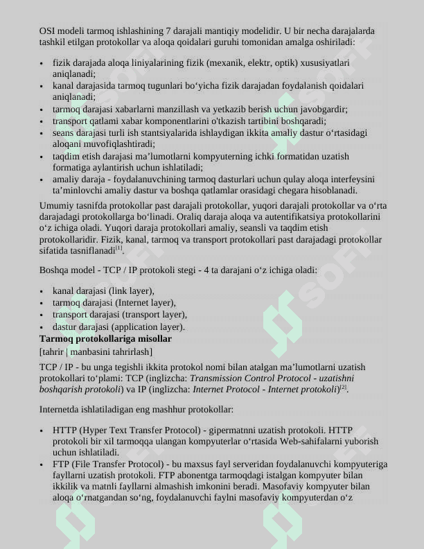 Tarmoq pratokollati va ularning vazifalari 2