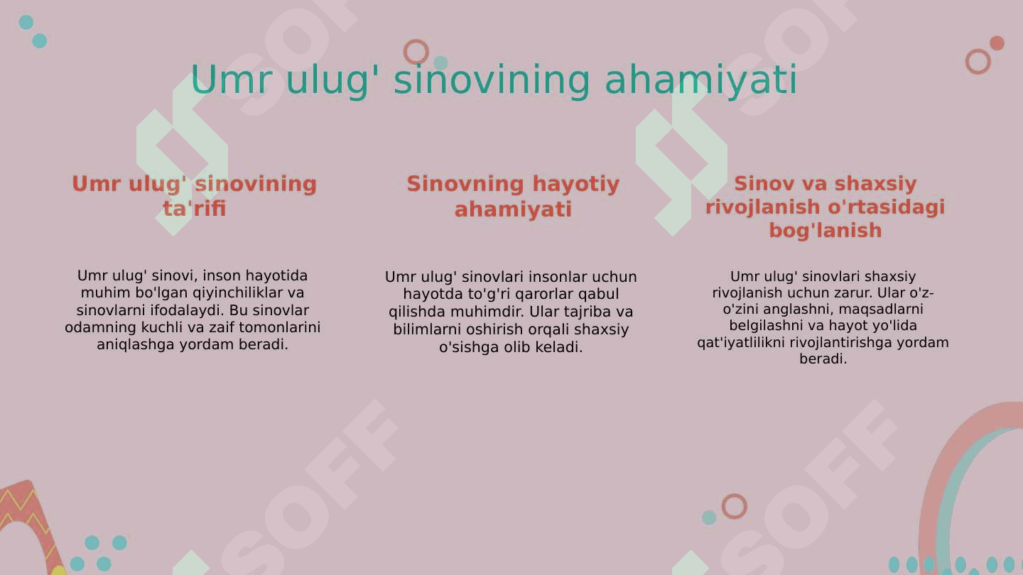 Umr ulug  sinov - imkoniyat 2
