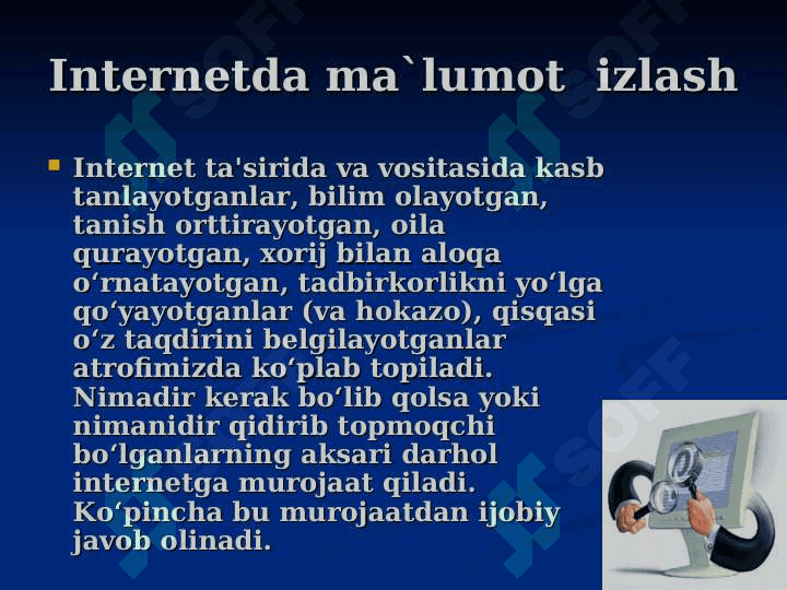 Internet tarmoqlarida axborot makoni. Elektron pochtalar bilan ishlash 3