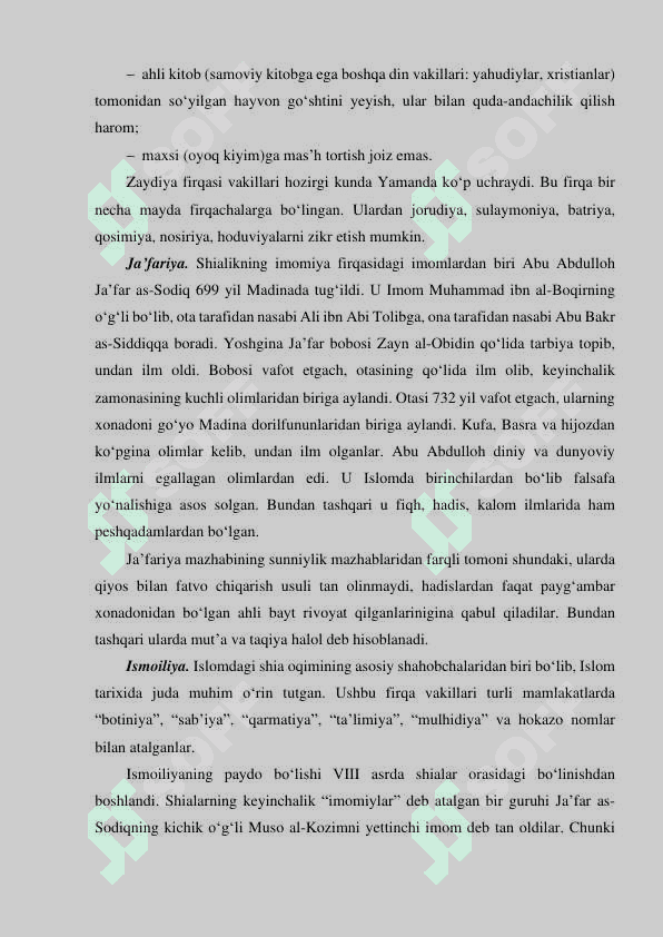 Islomdagi mazhablar va yo‘nalishlar 8