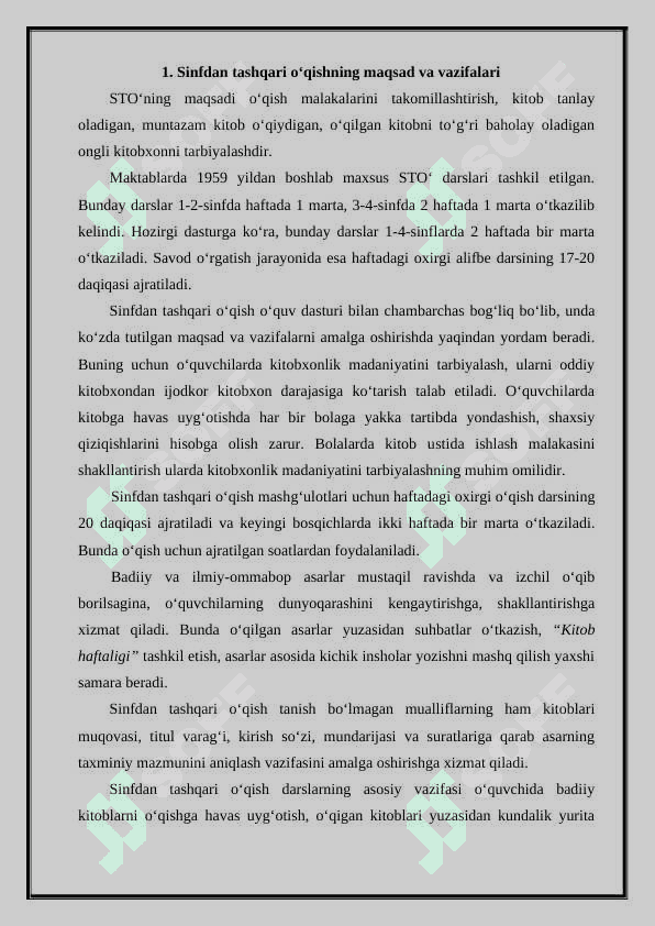 Sinfdan tashqari o‘qishni tashkil etish 5