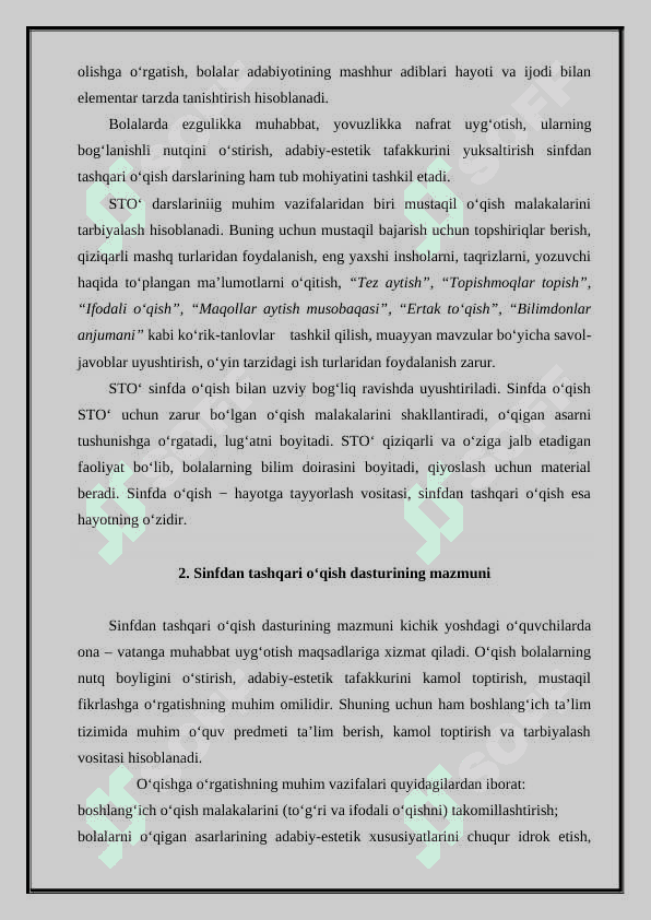 Sinfdan tashqari o‘qishni tashkil etish 6