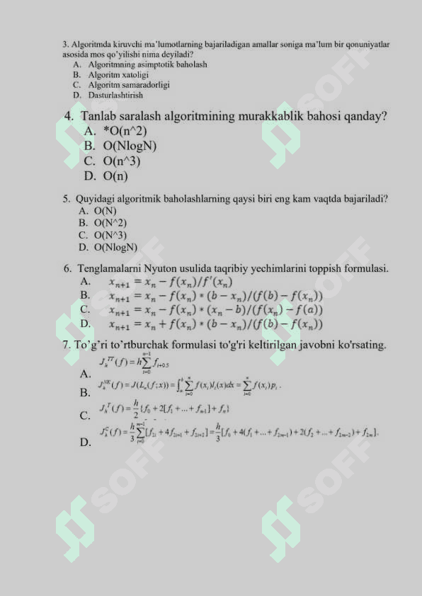 Algoritm loyhalash fanidan yakuniy baza savollari 2-kurs TATU. 3