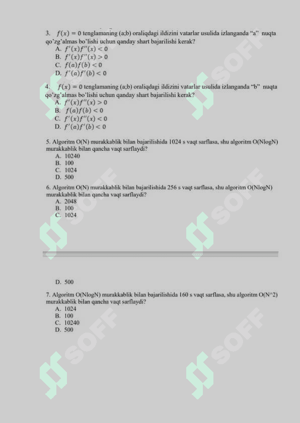 Algoritm loyhalash fanidan yakuniy baza savollari 2-kurs TATU. 5