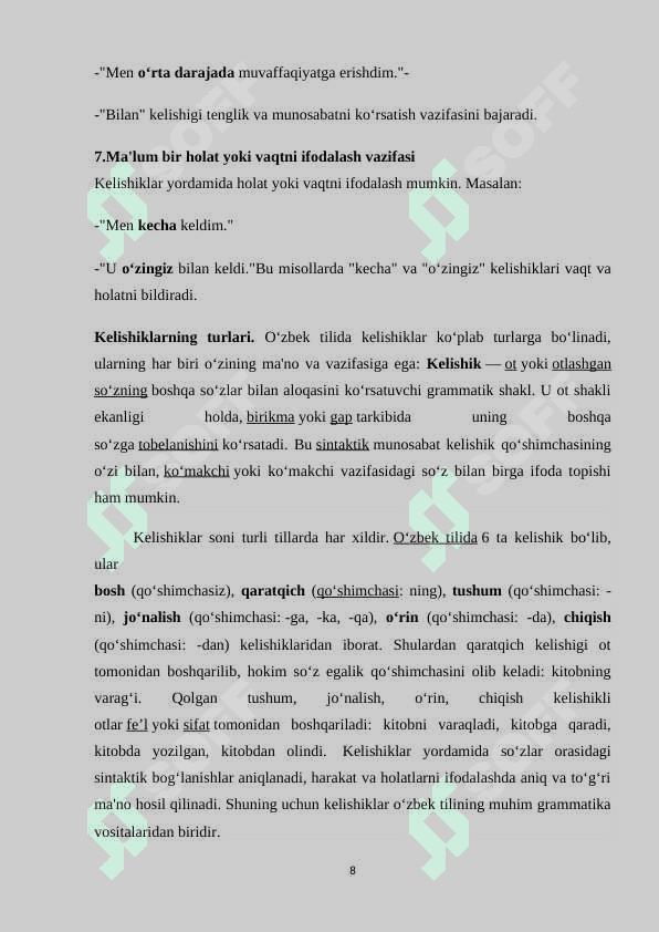 KELISHIKLAR VA KO’MAKCHILAR SINONOMIYASI 8