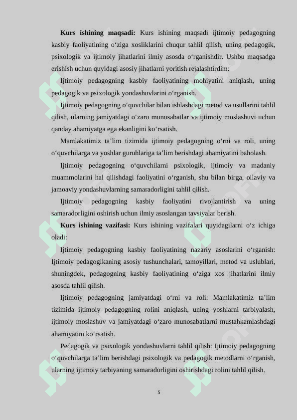 Ijtimoiy pedagogning kasbiy faoliyatining o‘ziga xosligi 5