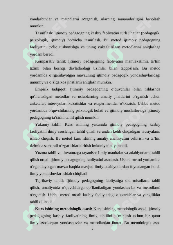 Ijtimoiy pedagogning kasbiy faoliyatining o‘ziga xosligi 7