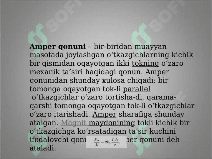 AMPER KUCHI VA PARALEL TOKLARNING O'ZARO TA'SIRI 3