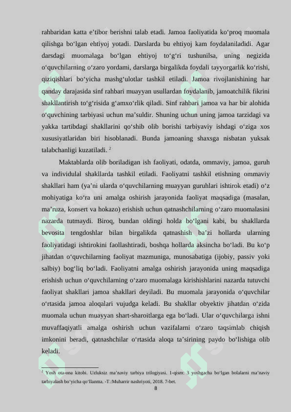 Sinf faollarini aniqlash va tarbiyalash usullari 8