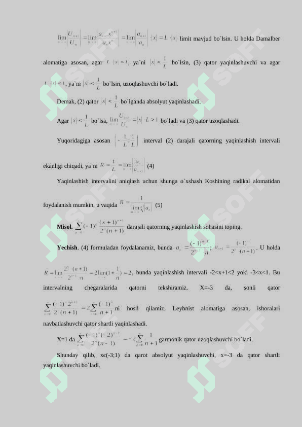Funksional qator va uning yaqinlashish sohasi 7