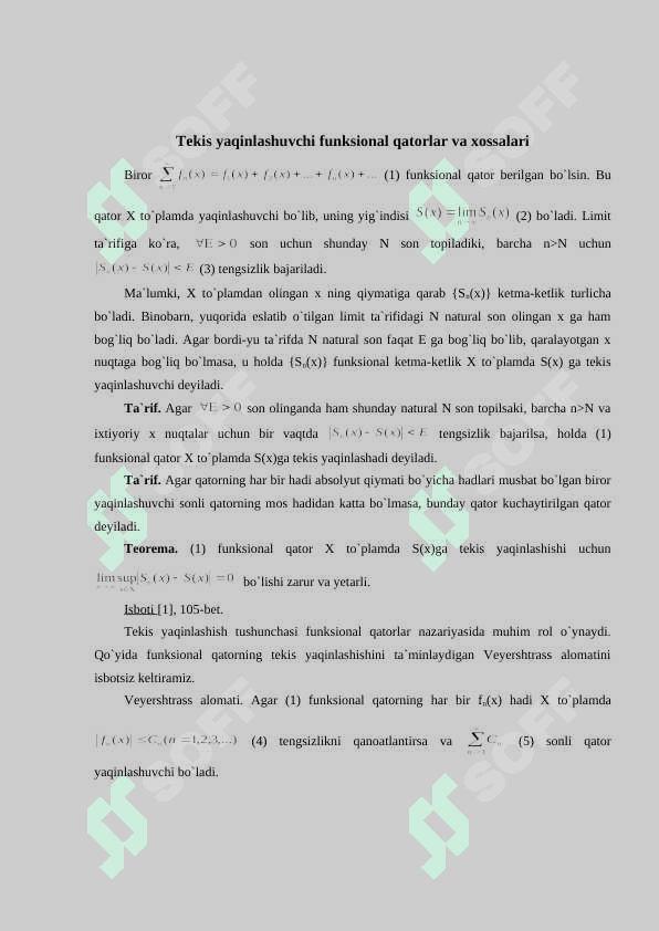 Funksional qator va uning yaqinlashish sohasi 8