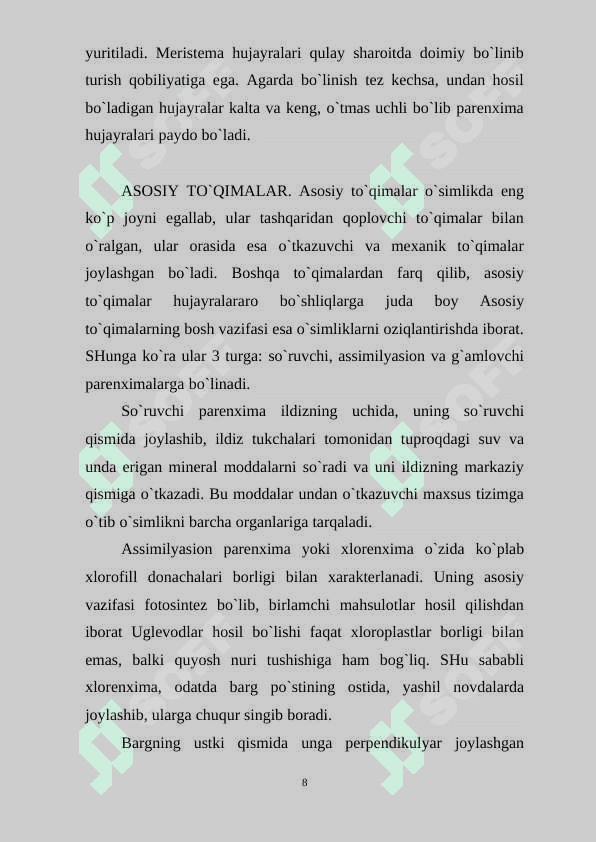 "So'ruvchi to'qima" mavzusida kurs ishi 8