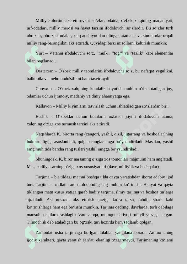 MILLIY KOLORITNI AKS ETTIRUVCHI SOʻZLAR TARJIMASI 4