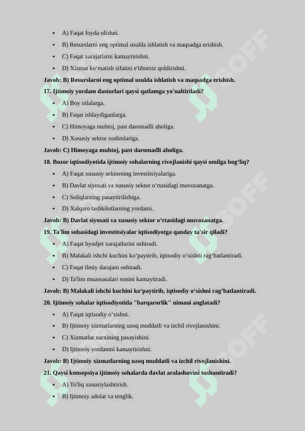 Ijtimoiy sohalar Test 100 ta 4