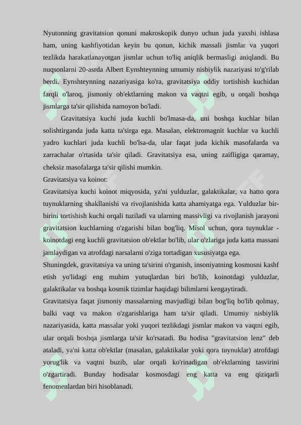 Gravitatsion kuchning asosiy qonuni 3