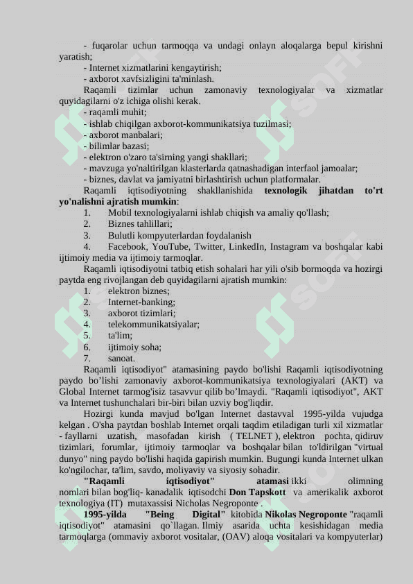 Raqamli iqtisodning paydo bo’lishini sabablari va shartlari 3