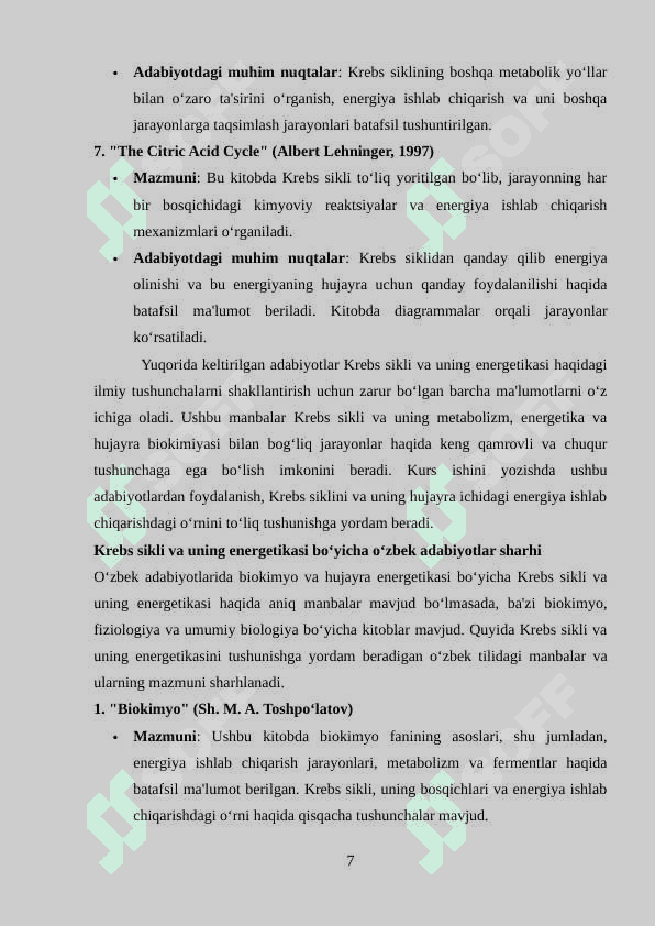 Krebs sikli va uning energetikasi 7