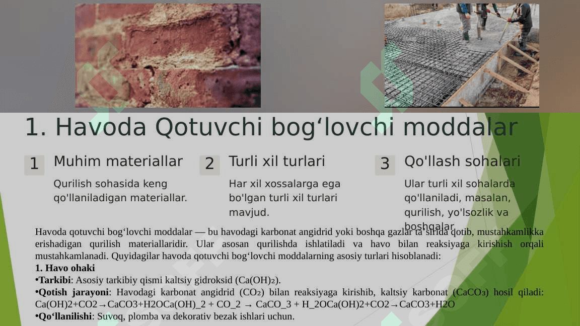 Havoda qotuvchi bogʻlovchi moddalar 2