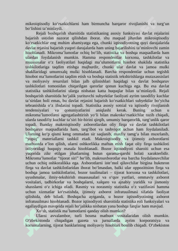 O‘zbekiston davlat statistikasi va xalqaro statistika 3