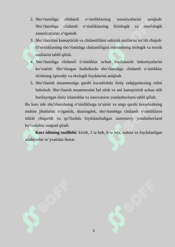 O`simliklarning sho`rlanishiga chidamliligi 3