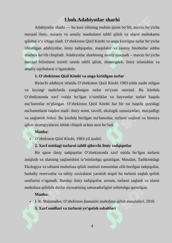 O`zbekiston respublikasi Qizil kitobi 4