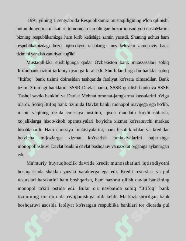 O'ZBEKISTON RESPUBLIKASI BANK TIZIMI 2