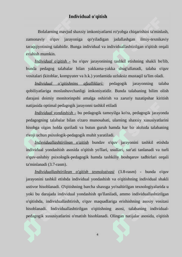Oʻqitishni individuallashtirish texnologiyasi 4