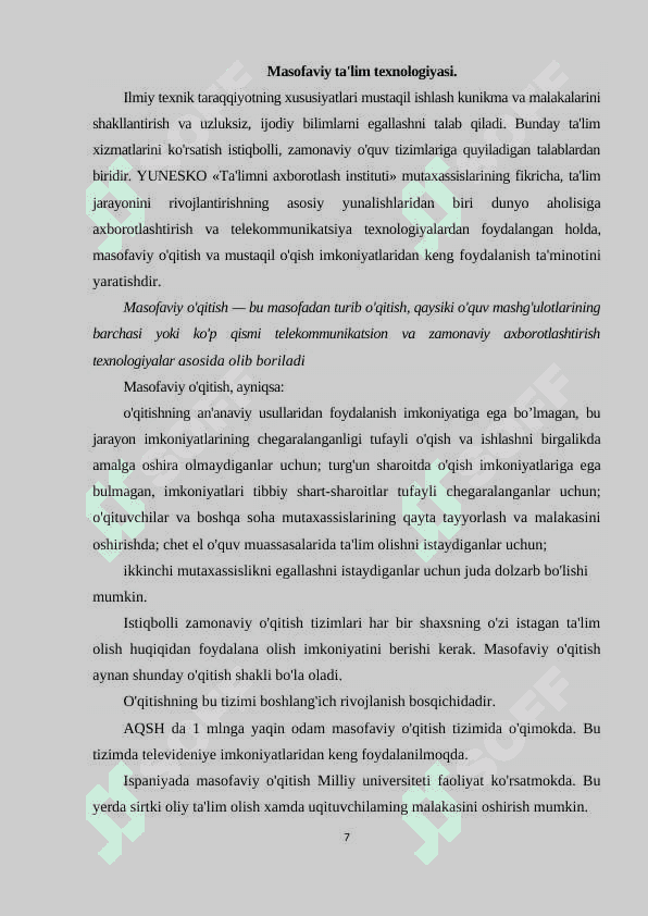 Oʻqitishni individuallashtirish texnologiyasi 7