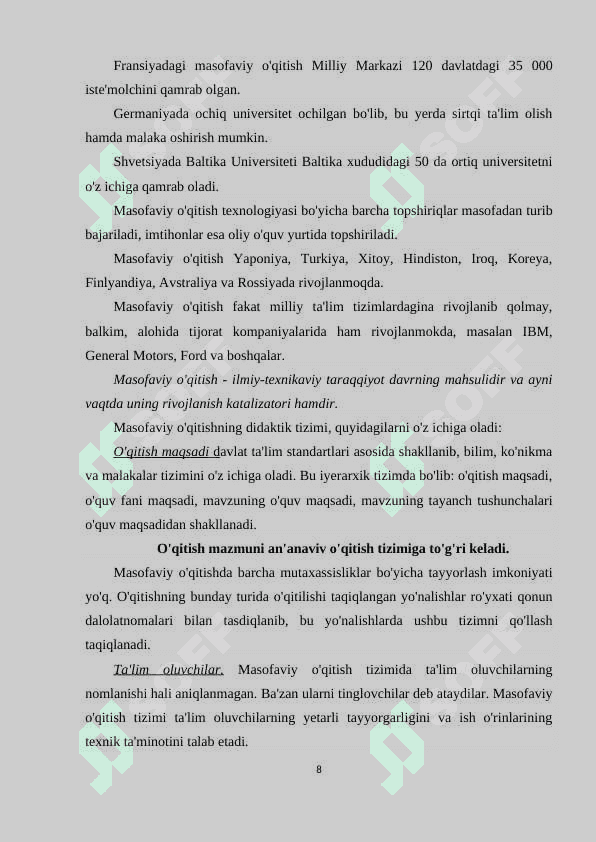 Oʻqitishni individuallashtirish texnologiyasi 8